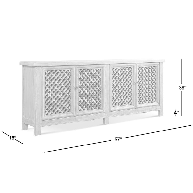 Jennifer Taylor Home Arden 4-door sideboard in natural wood finish, showcasing sleek design and storage compartments.