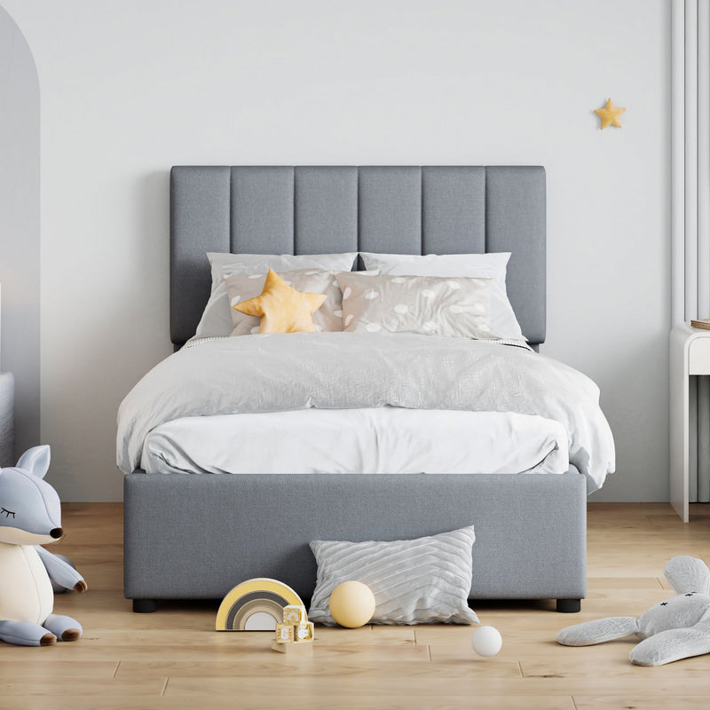 Upholstered Platform Bed With A Hydraulic Storage System - R&R Furniture Gallery (Fountain Valley, CA)