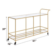 Kenda - Serving Cart - Clear Glass, Mirrored & Gold - R&R Furniture Gallery (Fountain Valley, CA)