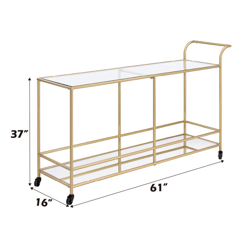 Kenda - Serving Cart - Clear Glass, Mirrored & Gold - R&R Furniture Gallery (Fountain Valley, CA)