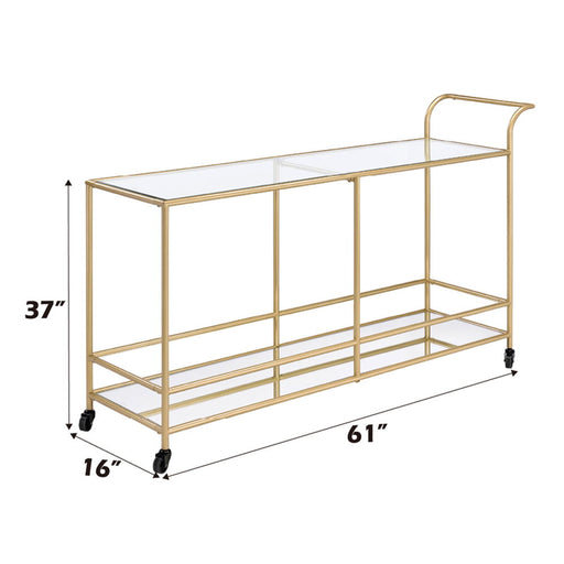 Kenda - Serving Cart - Clear Glass, Mirrored & Gold - R&R Furniture Gallery (Fountain Valley, CA)