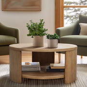 Minimalist Round Coffee Table With Shelf Storage - Natural - R&R Furniture Gallery (Fountain Valley, CA)