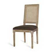 French Country Dining Chair With Rectangular Cane Backrest And Smooth Upholstered Seating - R&R Furniture Gallery (Fountain Valley, CA)