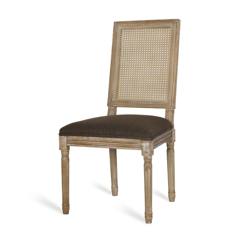French Country Dining Chair With Rectangular Cane Backrest And Smooth Upholstered Seating - R&R Furniture Gallery (Fountain Valley, CA)