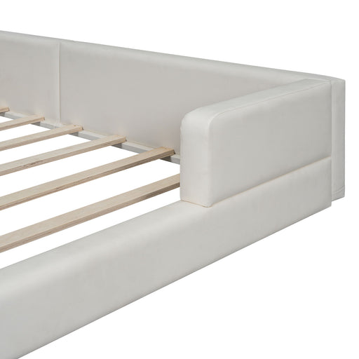 Queen Size Upholstered Platform Bed With 2 Reading Lights - White - R&R Furniture Gallery (Fountain Valley, CA)