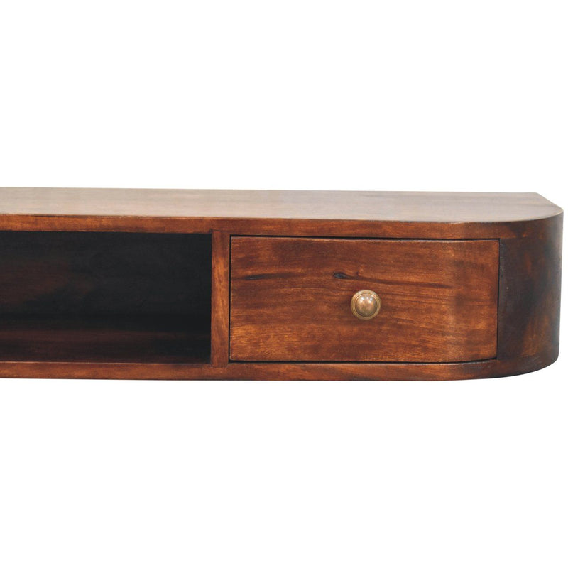 Lunar - Floating Console With 2 Drawer - Chestnut - R&R Furniture Gallery (Fountain Valley, CA)