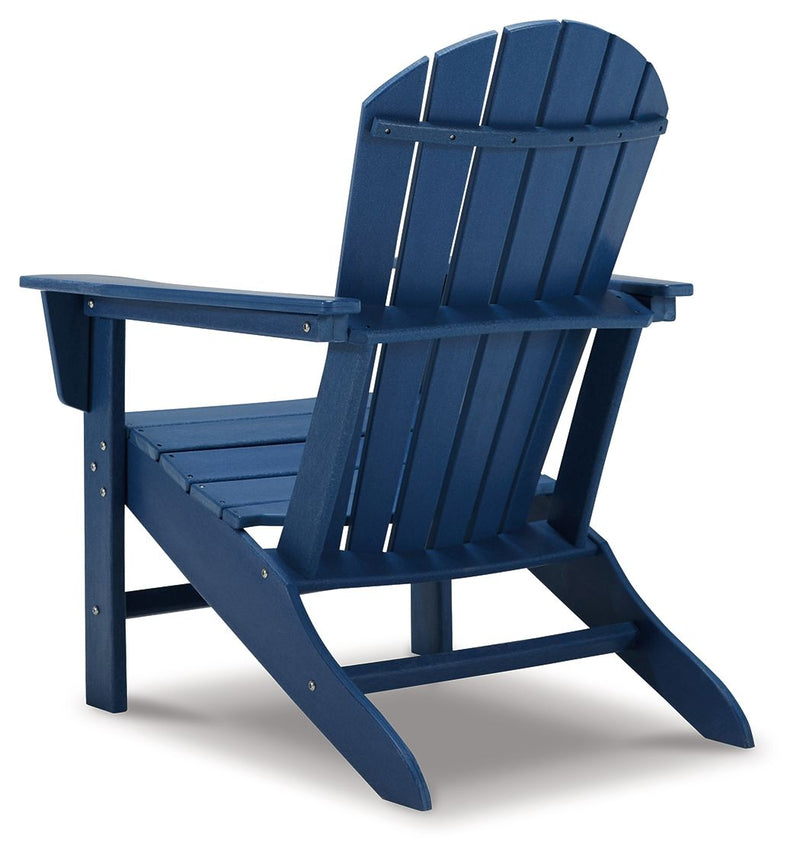 Outdoor Adirondack chair from Signature Design by Ashley, featuring a classic wooden armchair with a sloped back and wide armrests.