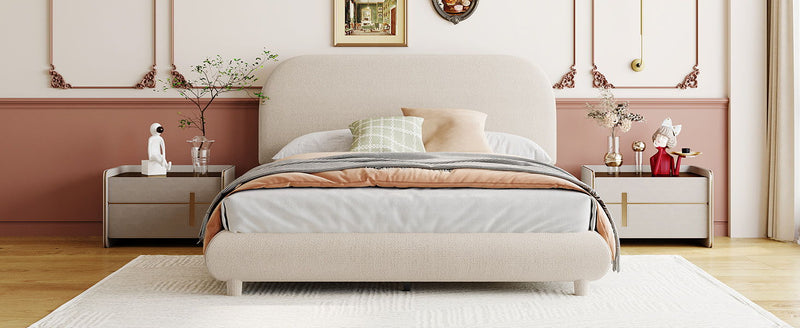 Upholstered Platform Bed With Thick Solid Frame And Stylish Curve-Shaped Design - R&R Furniture Gallery (Fountain Valley, CA)