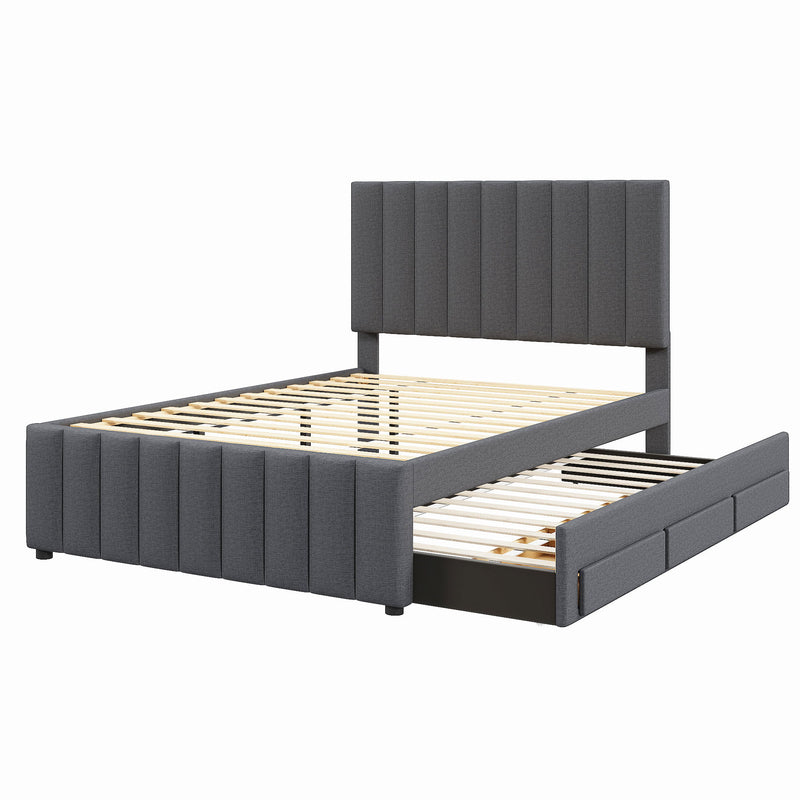 Upholstered Platform Bed With Twin Size Trundle And 3 Drawers - R&R Furniture Gallery (Fountain Valley, CA)
