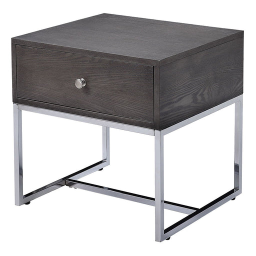 Iban - End Table - Gray Oak & Chrome - R&R Furniture Gallery (Fountain Valley, CA)