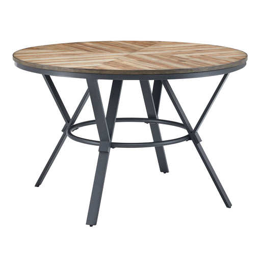 Modern Style Indoor Dining Round Table With Metal Legs - Light Birch - R&R Furniture Gallery (Fountain Valley, CA)
