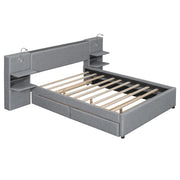 Upholstered Platform Bed With Reading Lights, Drawers, Trundle And Shelves - R&R Furniture Gallery (Fountain Valley, CA)
