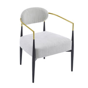 Mid Century Modern Upholstered Accent Armchair With Tapered Legs - Beige / Black / Gold - R&R Furniture Gallery (Fountain Valley, CA)