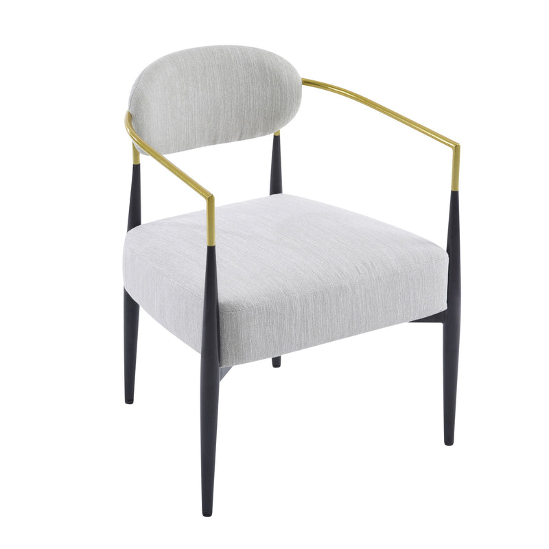 Mid Century Modern Upholstered Accent Armchair With Tapered Legs - Beige / Black / Gold - R&R Furniture Gallery (Fountain Valley, CA)