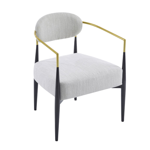 Mid Century Modern Upholstered Accent Armchair With Tapered Legs - Beige / Black / Gold - R&R Furniture Gallery (Fountain Valley, CA)