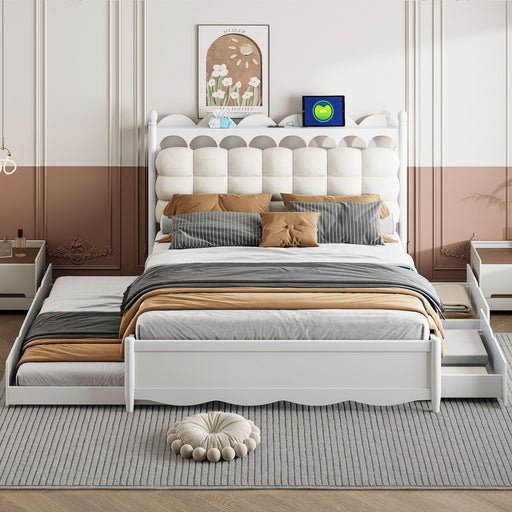 Storage Platform Bed, With 2 Big Drawers, Trundle, One Set Of Sockets & USB Ports - R&R Furniture Gallery (Fountain Valley, CA)