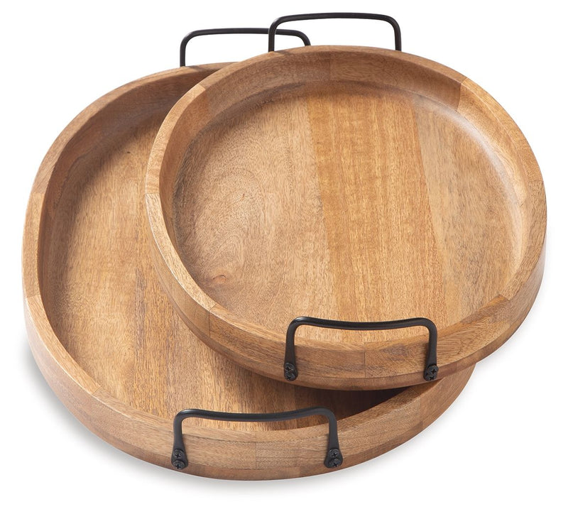 Jocelyne - Tray Set (Set of 2) - Brown / Black - R&R Furniture Gallery (Fountain Valley, CA)