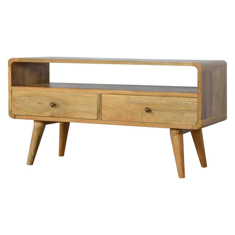Solid Wood Curved Media Unit - R&R Furniture Gallery (Fountain Valley, CA)