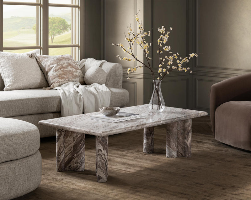Bowman - Marble Rectangular Coffee Table - Rusty Gray - R&R Furniture Gallery (Fountain Valley, CA)