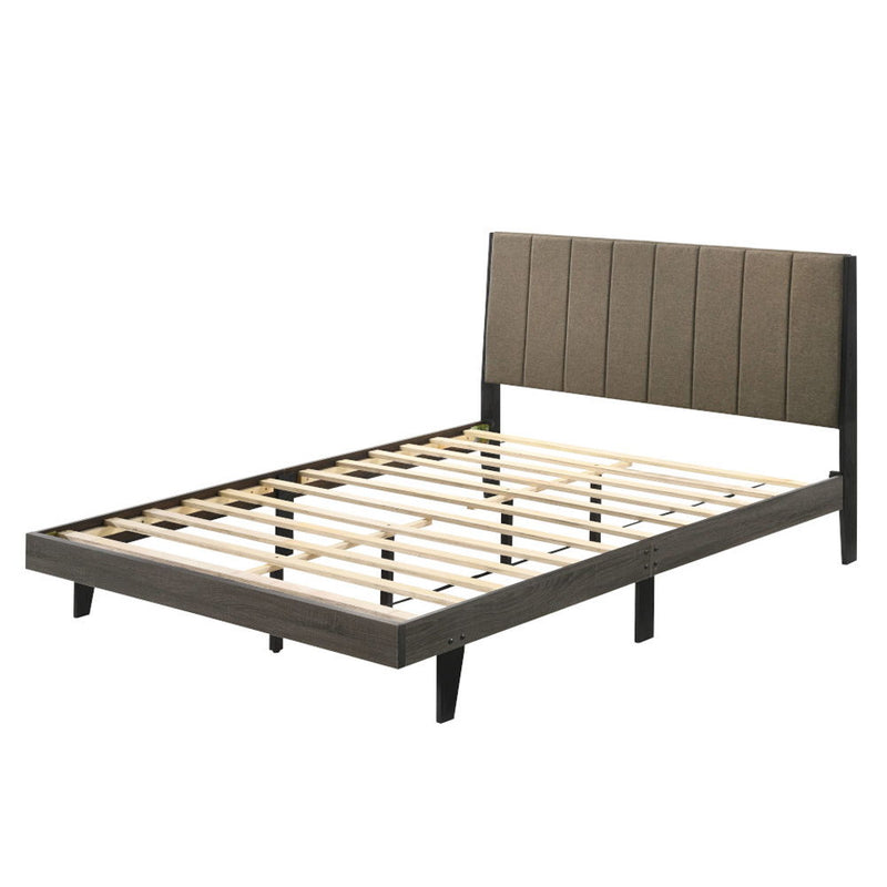 Valdemar - Queen Bed - Brown Fabric & Weathered Gray - R&R Furniture Gallery (Fountain Valley, CA)