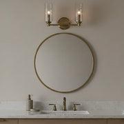 Regal - Double Light Vanity With Clear Ribbed Satin - Antique Brass / Clear - R&R Furniture Gallery (Fountain Valley, CA)