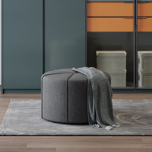 Contemporary Ottoman With Tonal Piping And Button Tuft Design - R&R Furniture Gallery (Fountain Valley, CA)