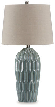 Hadbury - Ceramic Table Lamp (Set of 2) - Pale Blue / Teal - R&R Furniture Gallery (Fountain Valley, CA)