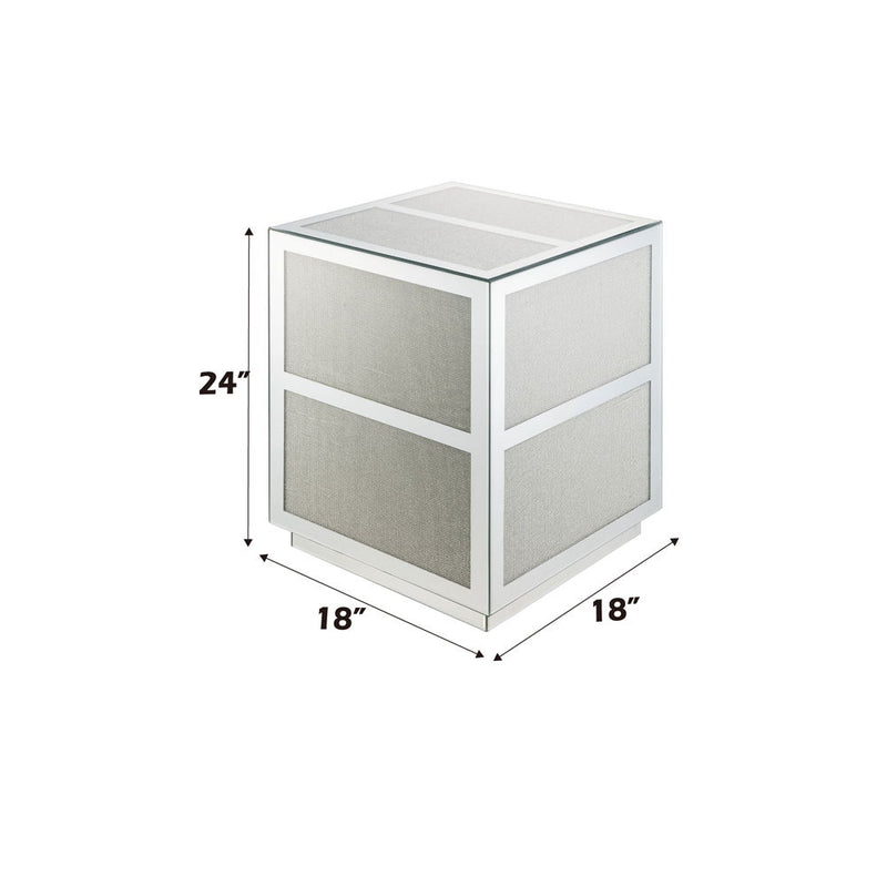 Noralie - 18" End Table With Faux Diamonds - Mirrored - R&R Furniture Gallery (Fountain Valley, CA)