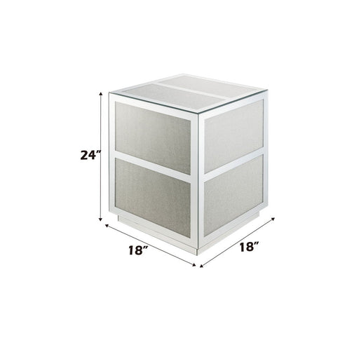 Noralie - 18" End Table With Faux Diamonds - Mirrored - R&R Furniture Gallery (Fountain Valley, CA)