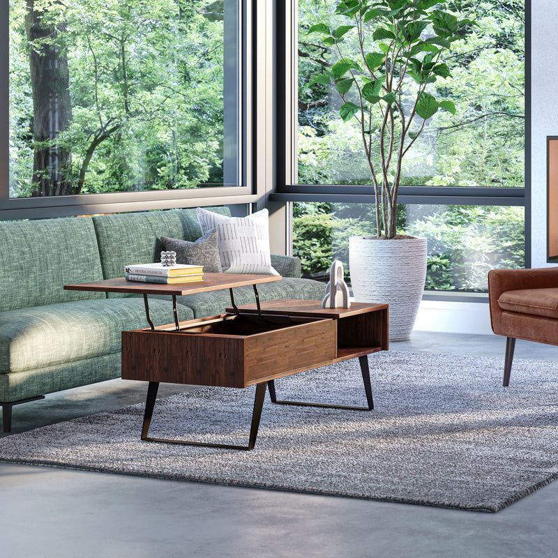 Lowry - Lift Top Coffee Table - Distressed Charcoal Brown - R&R Furniture Gallery (Fountain Valley, CA)