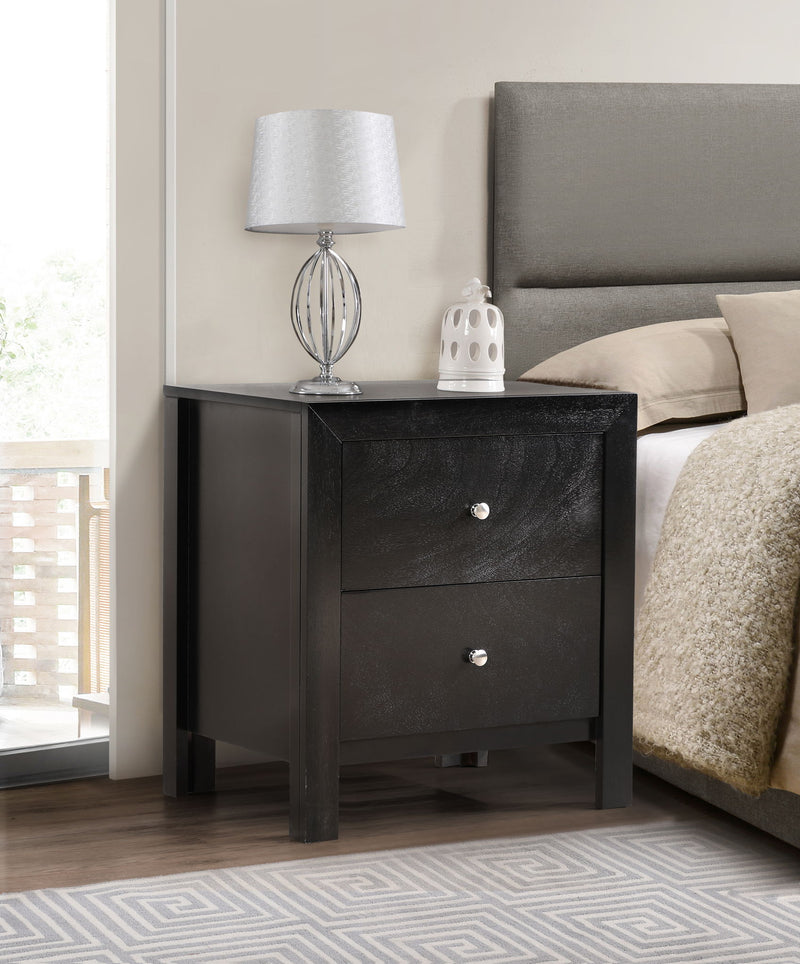Glory Furniture accent nightstand with two drawers, wooden finish, and modern design, ideal for bedroom storage.