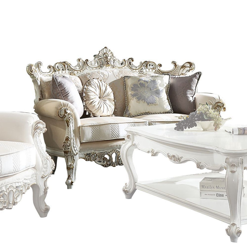 Picardy II - Loveseat With 4 Pillows - Fabric & Antique Pearl - R&R Furniture Gallery (Fountain Valley, CA)