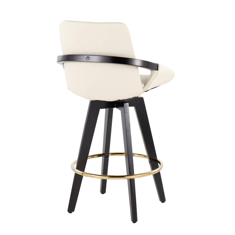 Set of two Lumi Source Cosmo contemporary fixed height counter stools with swivel, round footrest, sleek design, and modern style.