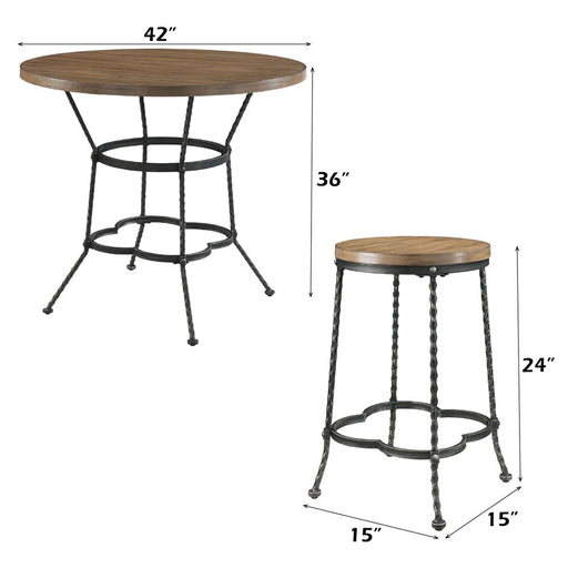 Qamar - 5 Piece Counter Height Table Set - Walnut & Antique Black - R&R Furniture Gallery (Fountain Valley, CA)