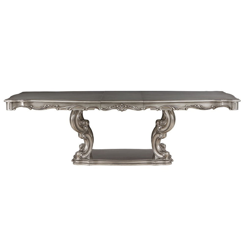 Ariadne - Dining Table With Pedestal - Antique Platinum - R&R Furniture Gallery (Fountain Valley, CA)