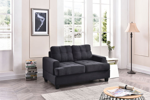 Glory Furniture stylish transitional loveseat for two, stationary design with plush fabric and modern armrests, ideal for living room seating.