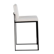 Lumi Source Fuji modern high back counter stool set with sleek design and contemporary style, featuring wooden legs and upholstered seats.