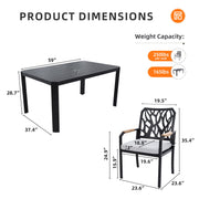 Outdoor Patio Furniture Dining Set With Sunbrella Fabric, Rectangular Table With Umbrella Hole - R&R Furniture Gallery (Fountain Valley, CA)