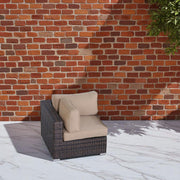 Outdoor 33" Wide Corner Wedge With Cushions - Beige / Brown - R&R Furniture Gallery (Fountain Valley, CA)