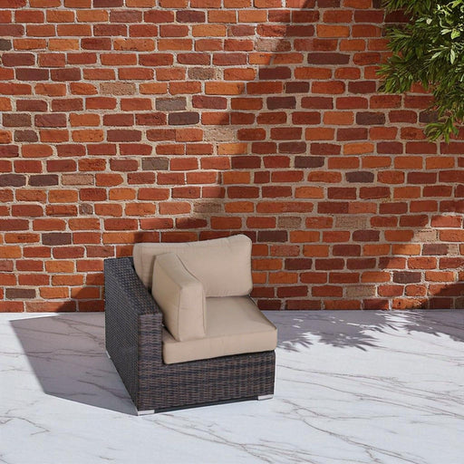 Outdoor 33" Wide Corner Wedge With Cushions - Beige / Brown - R&R Furniture Gallery (Fountain Valley, CA)