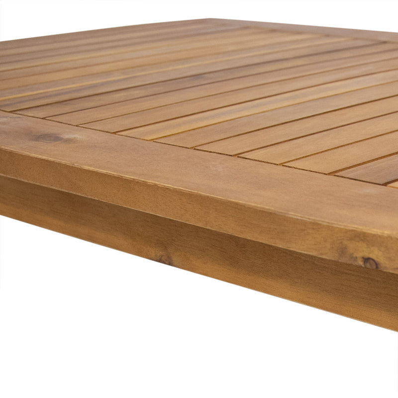 Outdoor acacia wood loveseat and coffee table set by Noble House, stylish 2-piece outdoor furniture for patio or garden.