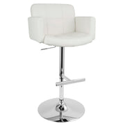 Lumi Source Stout contemporary adjustable barstool with swivel seat, bar height 28-30 inches, featuring a modern design and cushioned seat.