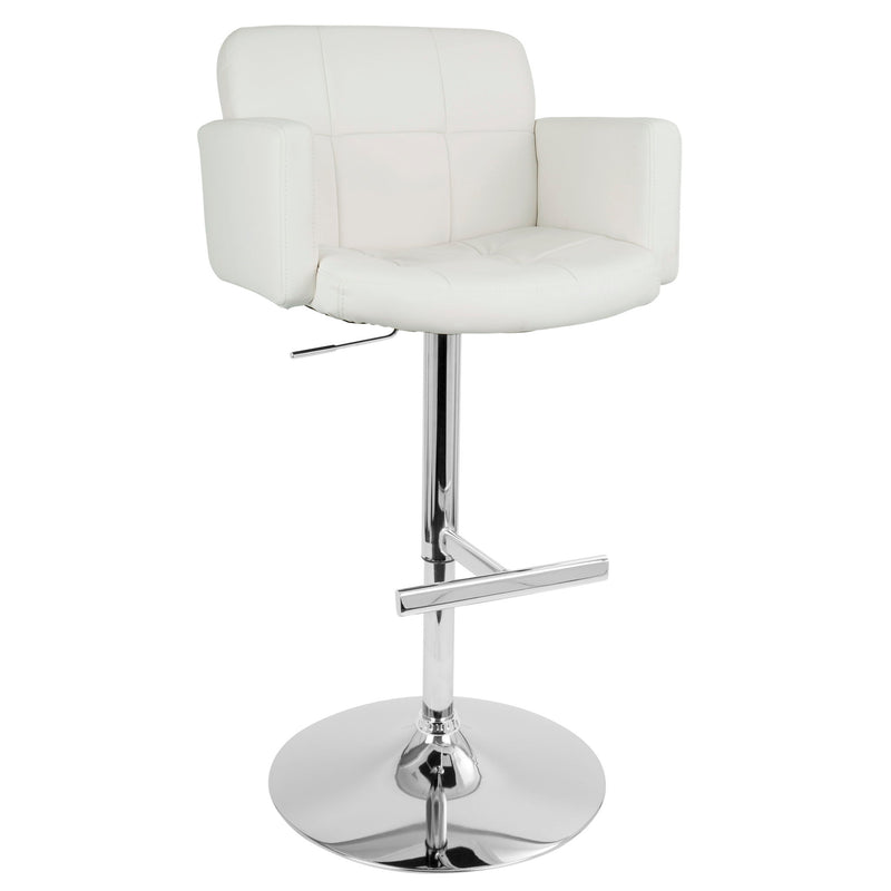 Lumi Source Stout contemporary adjustable barstool with swivel seat, bar height 28-30 inches, featuring a modern design and cushioned seat.