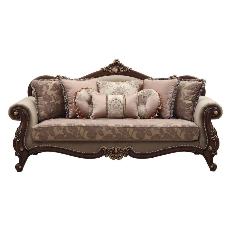 Mehadi - Sofa With 8 Pillows - Velvet & Walnut - R&R Furniture Gallery (Fountain Valley, CA)