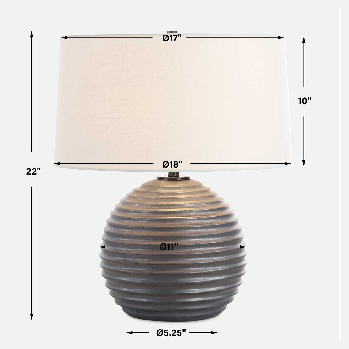 Chelsom - Ribbed Table Lamp - Gray