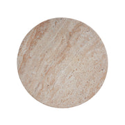 Noble House beige concrete side table with travertine top, suitable for outdoor or indoor use, modern and lightweight design.