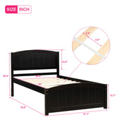 DreamHaus platform bed with headboard, footboard, and wood slat support, showcasing the sturdy wooden frame and modern design.