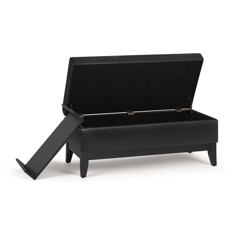 Oregon - Storage Ottoman Bench With Tray - Distressed Black - R&R Furniture Gallery (Fountain Valley, CA)