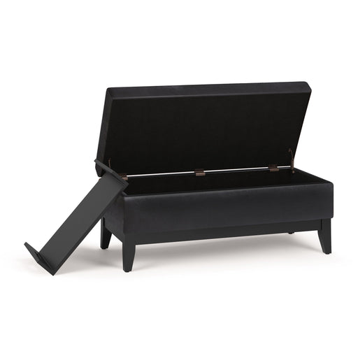 Oregon - Storage Ottoman Bench With Tray - Distressed Black - R&R Furniture Gallery (Fountain Valley, CA)