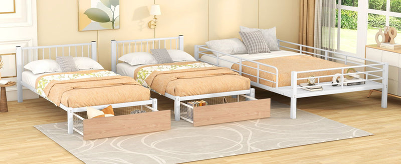 Triple Bunk Bed With Drawers And Guardrails - R&R Furniture Gallery (Fountain Valley, CA)